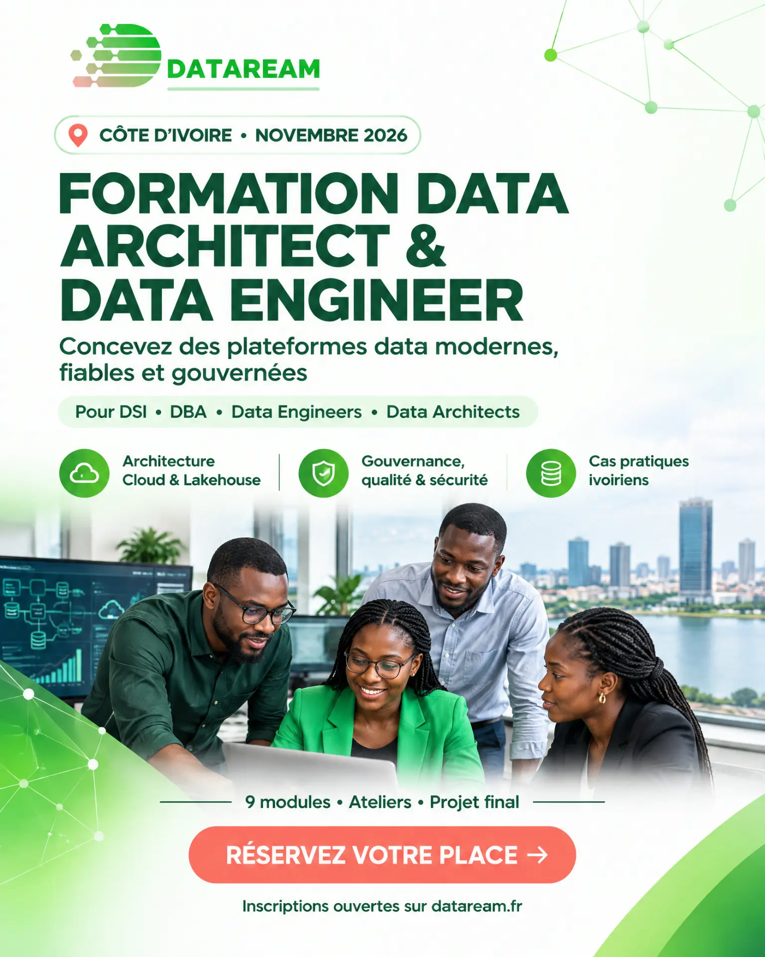 Affiche de la formation Data Architect & Data Engineer en Côte d'Ivoire, novembre 2026